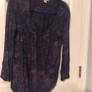 Lucky Brand EUC pink and blue paisley 3/4 sleeve